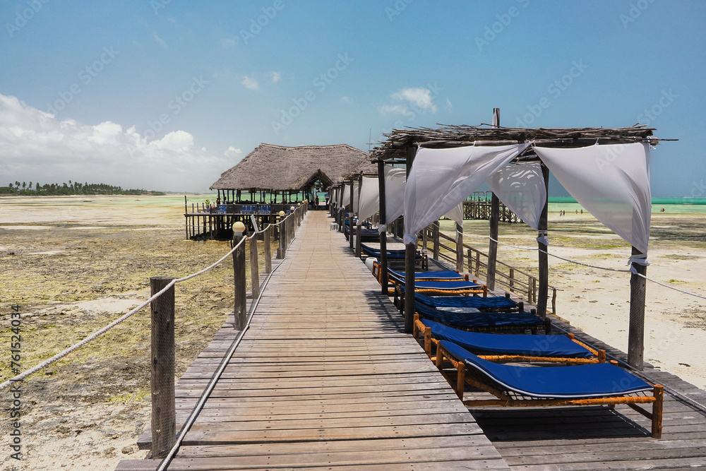 View of the pier, Indian Ocean, around Jambiani, Zanzibar, Tanzania, equator	