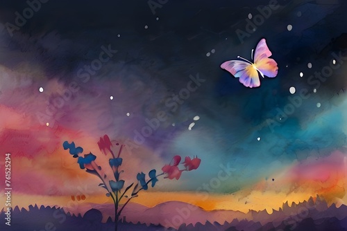 landscape with butterflies