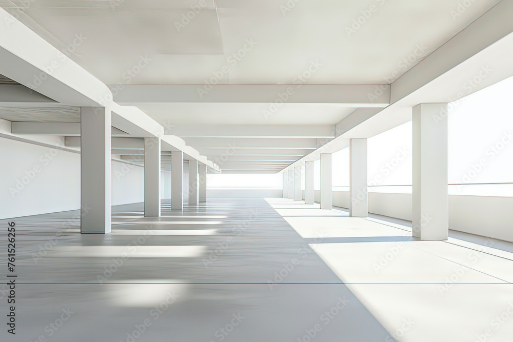 Modern building structures made of white concrete. AI technology generated image