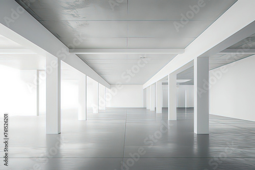 Modern building structures made of white concrete. AI technology generated image
