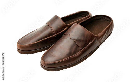 Leather slip on-coffee color, Classic Leather boots Isolated on Transparent background.