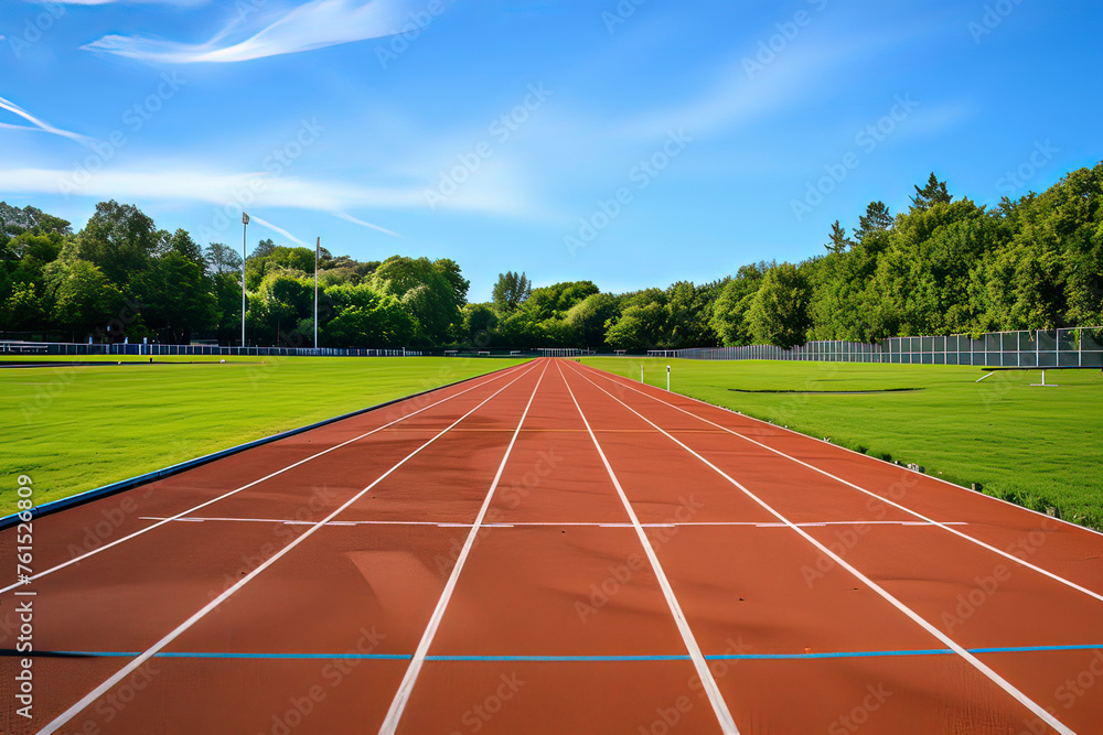 Fototapeta premium Track and field track. AI technology generated image