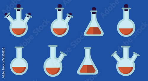 Test tube vector illustration set. Glass test tube laboratory objects for experiment