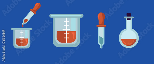 Test tube vector illustration set. Glass test tube laboratory objects for experiment