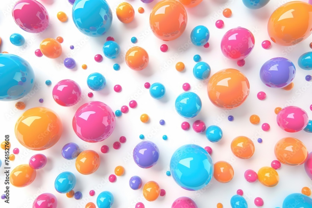 Colorful balls arranged on a white surface, ideal for various concepts and designs