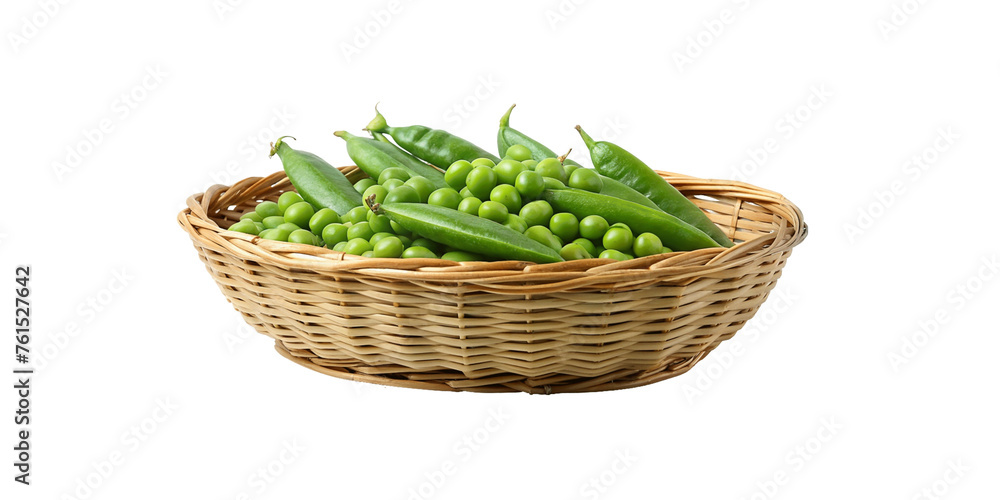 Fresh peas in a basket isolated on Transparent background. Fresh peas in a basket isolated on Transparent background.