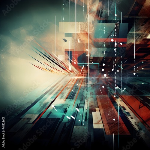 Futuristic Technology Abstract: Digital Depth and Order Amidst Glitchy Chaos © Bavorndej
