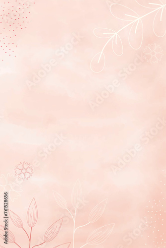 Watercolor light pink spring vertical abstract background, digital painting. Hand painted abstract watercolor background with flowers and leaves, vector illustration