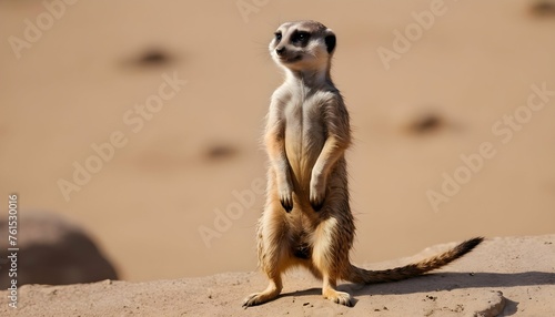 A Meerkat Standing On Its Hind Legs To Get A Bette Upscaled 4