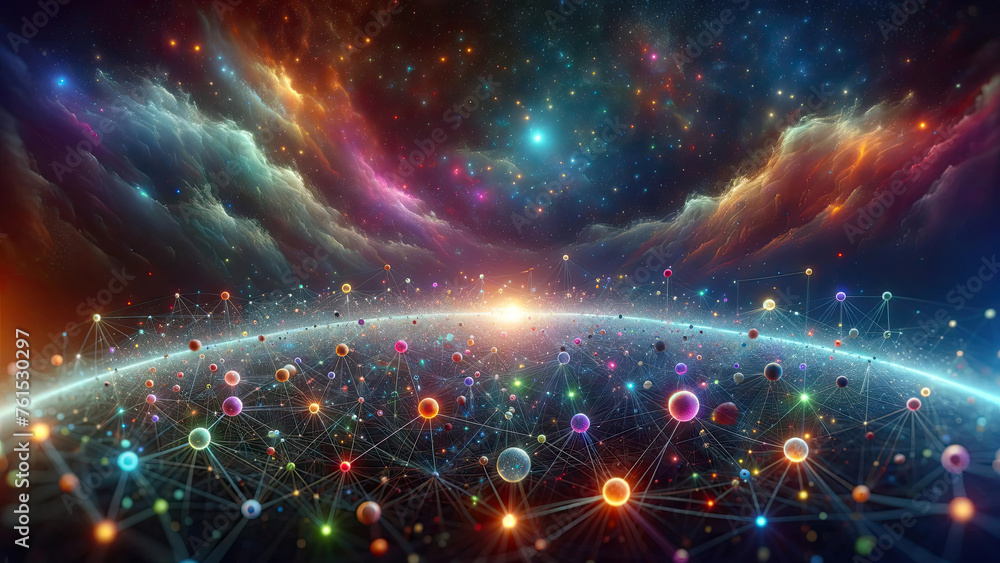 Cosmic Network Connections - Abstract Digital Universe Background for Tech and Science