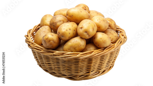 potatoes in a basket isolated on Transparent background.