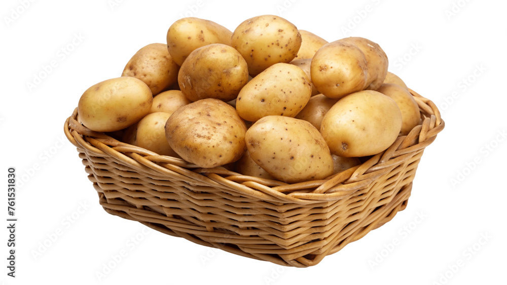 potatoes in a basket isolated on Transparent background. potatoes in a basket isolated on Transparent background.