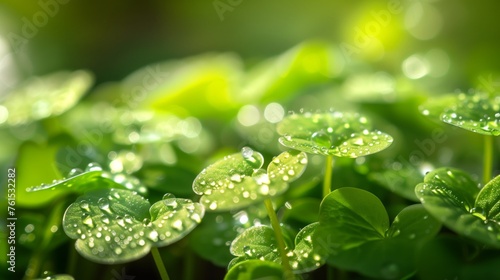 water drop on gotu kola, Asiatic pennywort, centella asiatica, ayurveda herbal medicine. green plant banner. photo