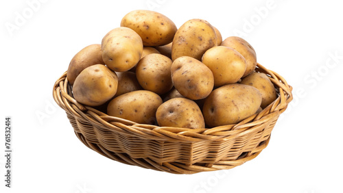 potatoes in a basket isolated on Transparent background. © Sawaira