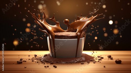 Chocolate Souffle 3d Advertisement Banner  Generative AI.