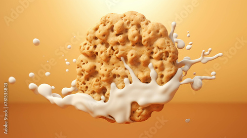 Lacy Oatmeal Cookie 3d Advertisement Banner Generative AI.