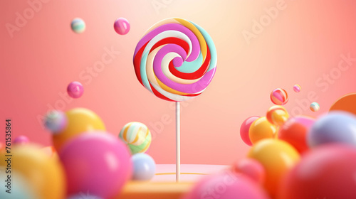 Lollipop 3d Advertisement Banner  Generative AI.