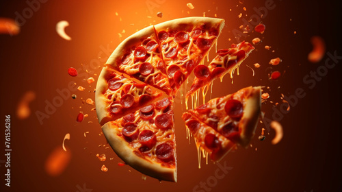 Pizza 3d Advertisement Banner Generative AI.