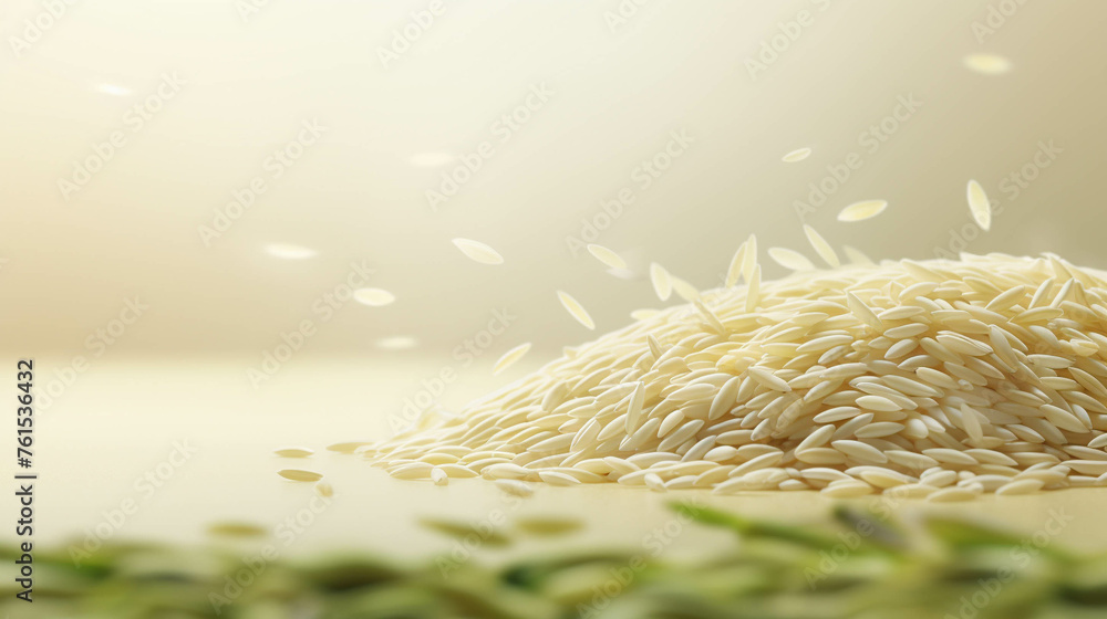 Fototapeta premium White Rice 3d Advertisement Banner Generative AI.