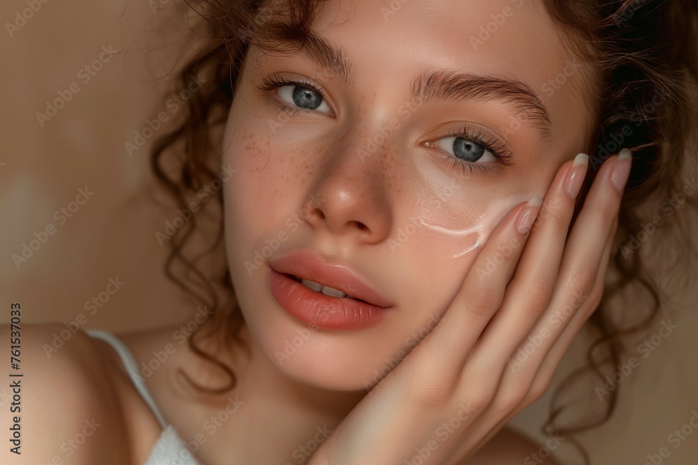 young woman hands applying cream to skin, close-up young woman hands applying cream to skin, close-up