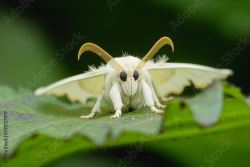 Silk cocoon the commercially bred caterpillar of the domesticated silkworm moth, The domestic silk moth Bombyx mori photo