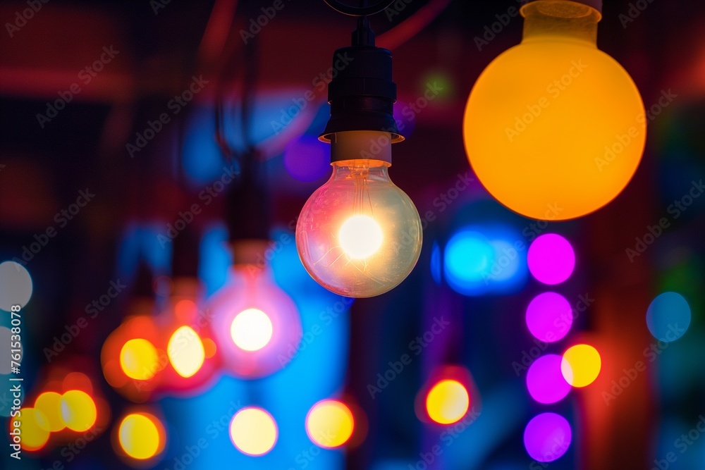 Idea concept with glowing led bulb, Electric LED Lightbulb Idea concept with glowing led bulb, Electric LED Lightbulb