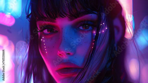 Vibrant pink and blue neon lights creating a dynamic abstract background, perfect for modern designs © Janina