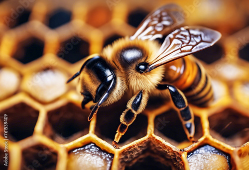 Lavoro instancabile- Close-up dell'apicoltura con l'allevamento delle api photo