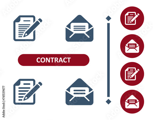 Contract Icons. Form, Document, Letter, Bill, Will, Message, Writing Icon