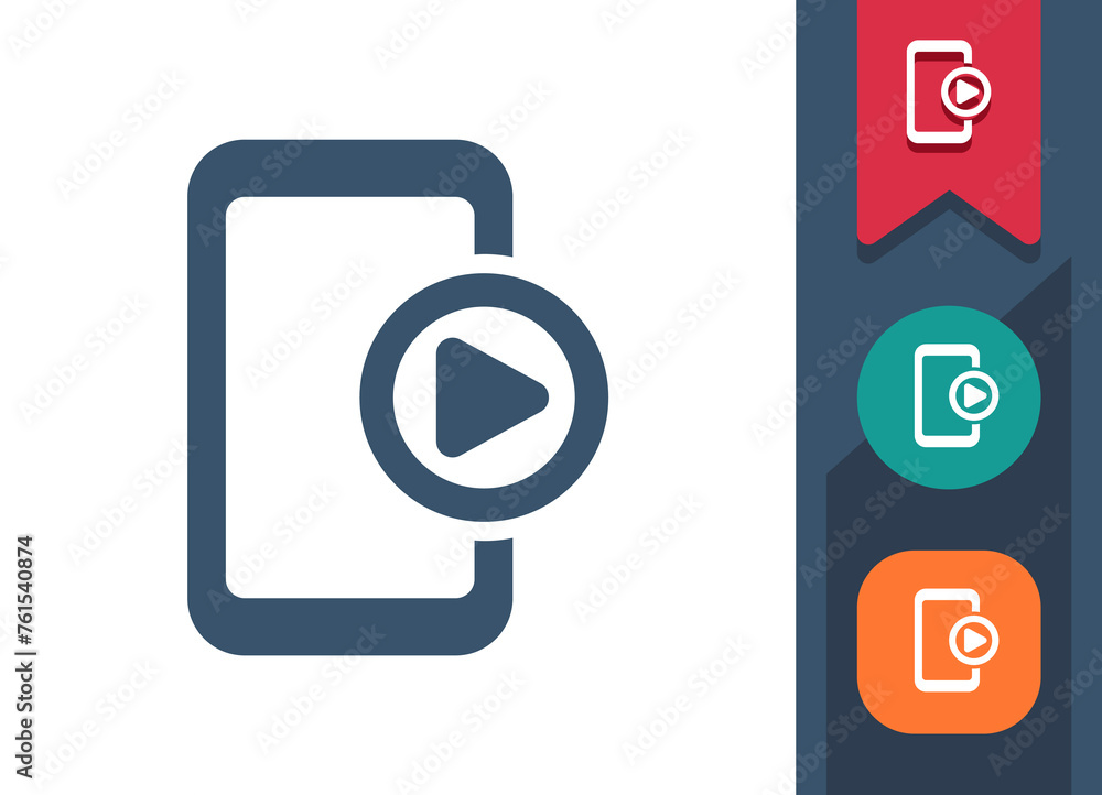 Smartphone Icon. Mobile Phone, Telephone, Play Button, Video, Streaming Smartphone Icon. Mobile Phone, Telephone, Play Button, Video, Streaming