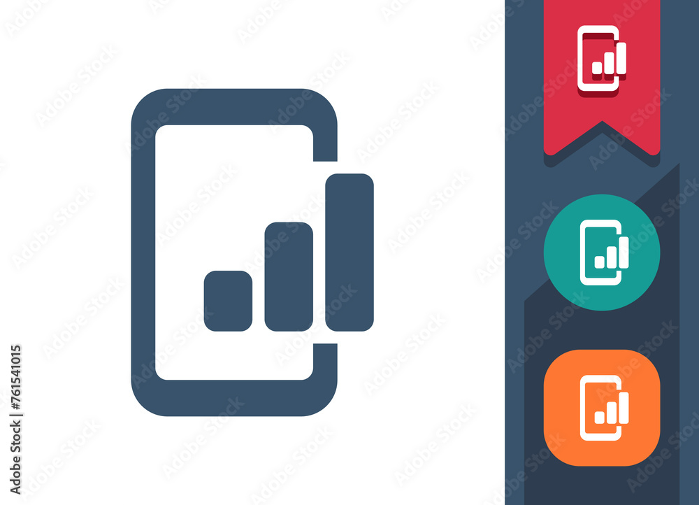 Smartphone Icon. Mobile Phone, Telephone, Graph, Chart, Stats, Signal Smartphone Icon. Mobile Phone, Telephone, Graph, Chart, Stats, Signal