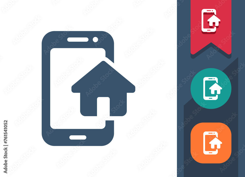 Smartphone Icon. Mobile Phone, Telephone, House, Smarthome, Smart Home, Real Estate Smartphone Icon. Mobile Phone, Telephone, House, Smarthome, Smart Home, Real Estate