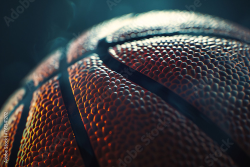 Basketball texture close up with dramatic lighting emphasizing grip details