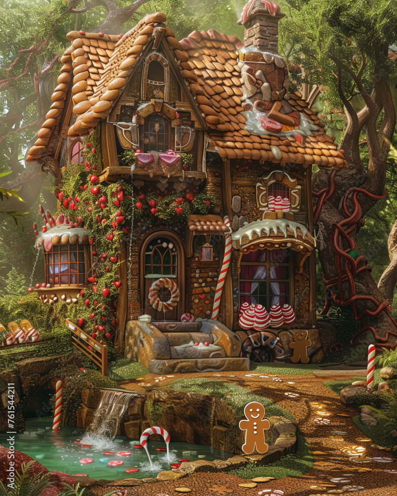 Fototapeta premium A candy maker's cottage in an enchanted glade