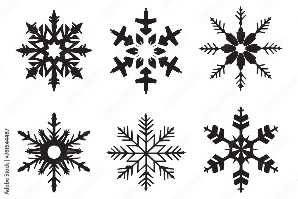 snowflake winter black silhouette on white background snowflake winter black silhouette on white background