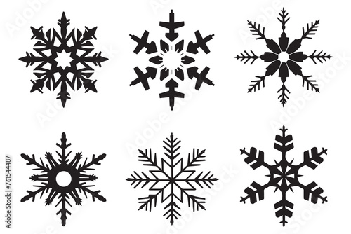 snowflake winter black silhouette on white background