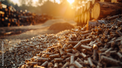 Biomass wood pellets pile photo