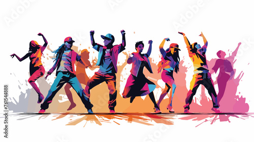 water color painting of dancing peoples