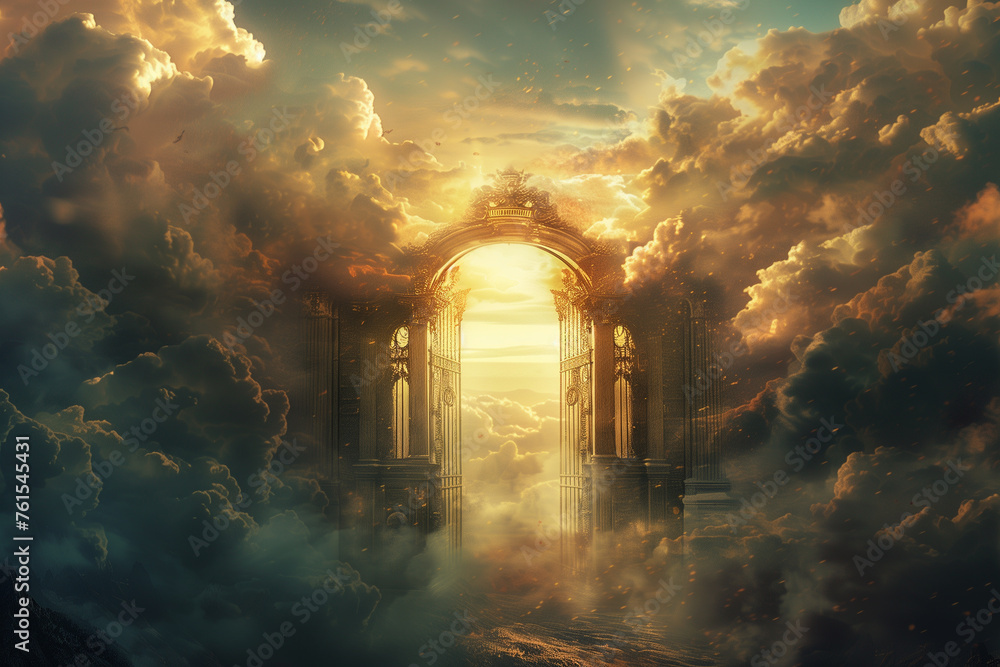 gates of heaven flung wide open, the chosen few into eternal
