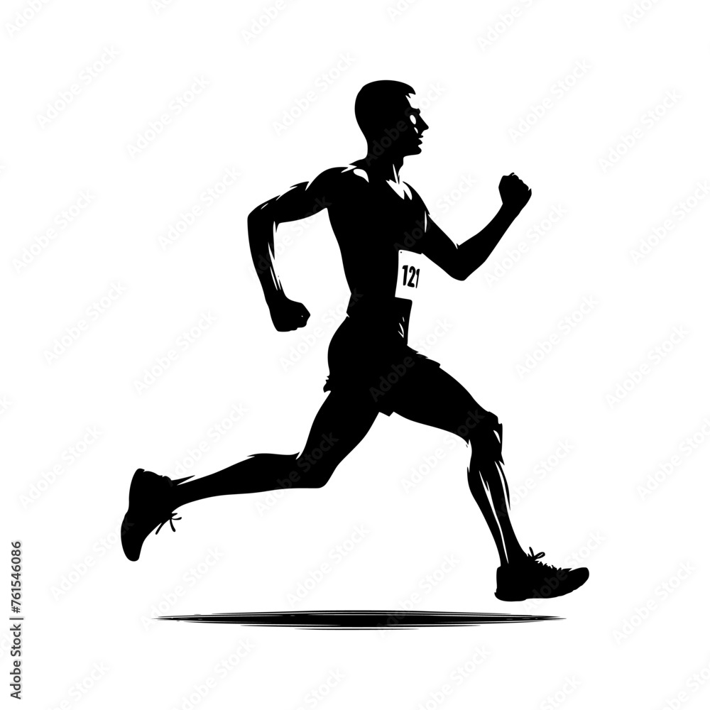 Obraz premium Silhouette of a man running in a marathon. Vector illustration of a man running.