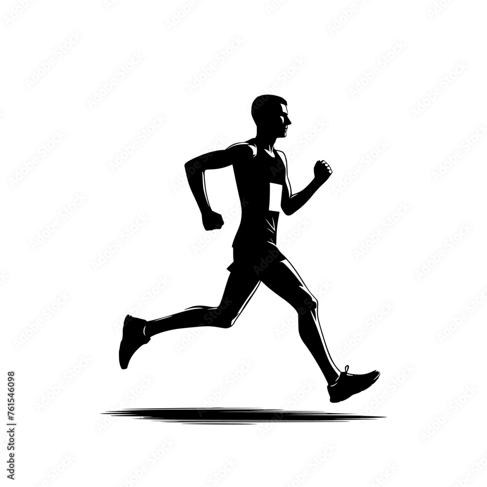 Silhouette of a man running in a marathon. Vector illustration of a man running.
