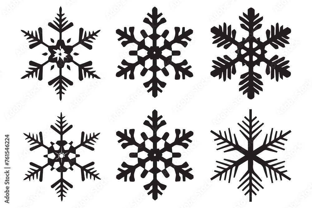 black silhouette snowflake icon isolated on white black silhouette snowflake icon isolated on white