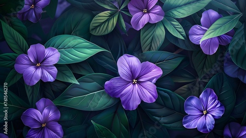 Beautiful purple flowers on the brunches of green leaf, the bright and shining florals makes people feeling freshness with the closed up to the nature.  © Ziyan