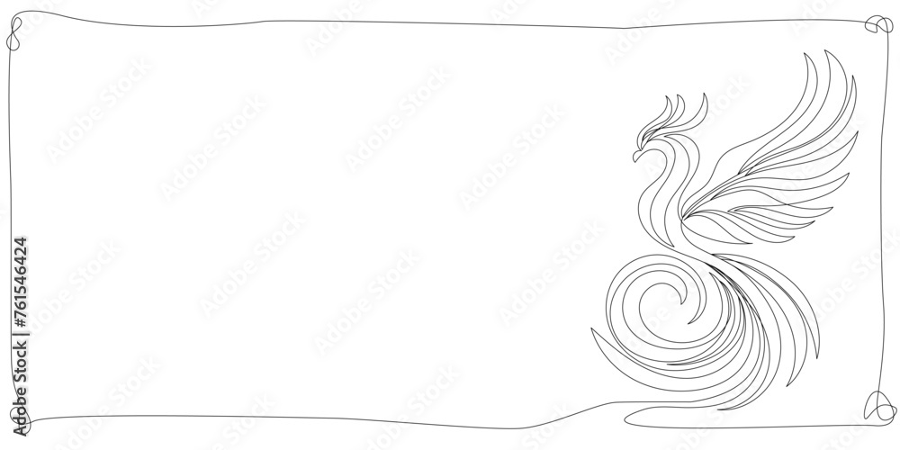 Line Art Abstract Phoenix Bird Frame. Exotic Bird Sketch Border. One Continuous Editable Outline Doodle Contour Symbol Isolate On White Background.
Line Art Abstract Phoenix Bird Frame. Exotic Bird Sketch Border. One Continuous Editable Outline Doodle Contour Symbol Isolate On White Background.