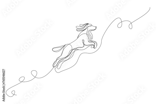 Doodle One Line Drawn Jumping Dog Black Curve Editable Line Sketch Silhouette Illustration Isolated On White Background Symbol Line Art Drawn Icon	
