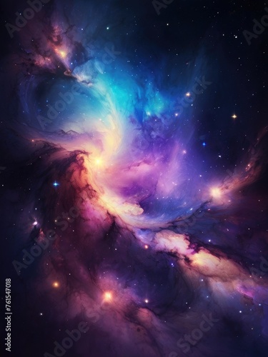 Nebula and stars in night sky. Space background. © boler