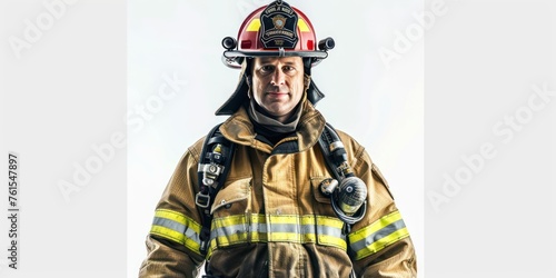 fireman in uniform isolated on white background