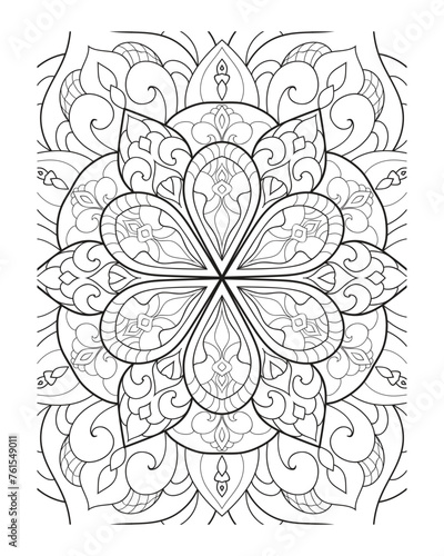 vector outline mandala for coloring book. decorative round ornament photo