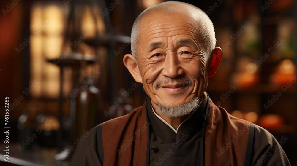 portrait of an Asian man in a temple portrait of an Asian man in a temple
