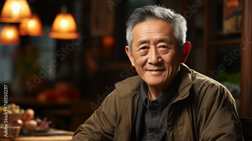 portrait of an Asian man in a restaurant © Zhipeng